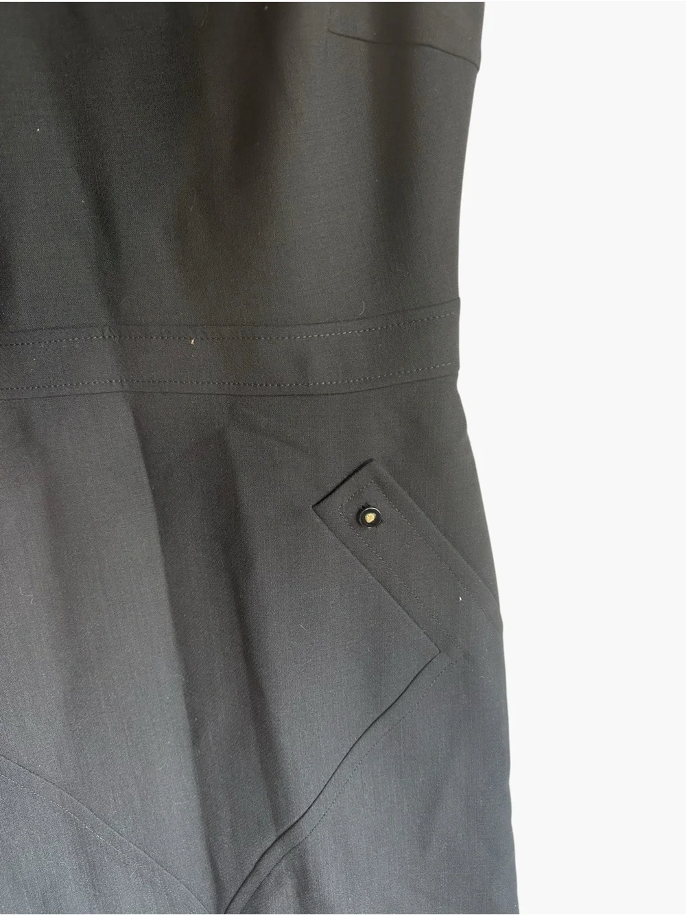 Tory Burch Black Wool Blend Sleeveless Sheath Dress | Size 10 | Pockets - Picture 4 of 11